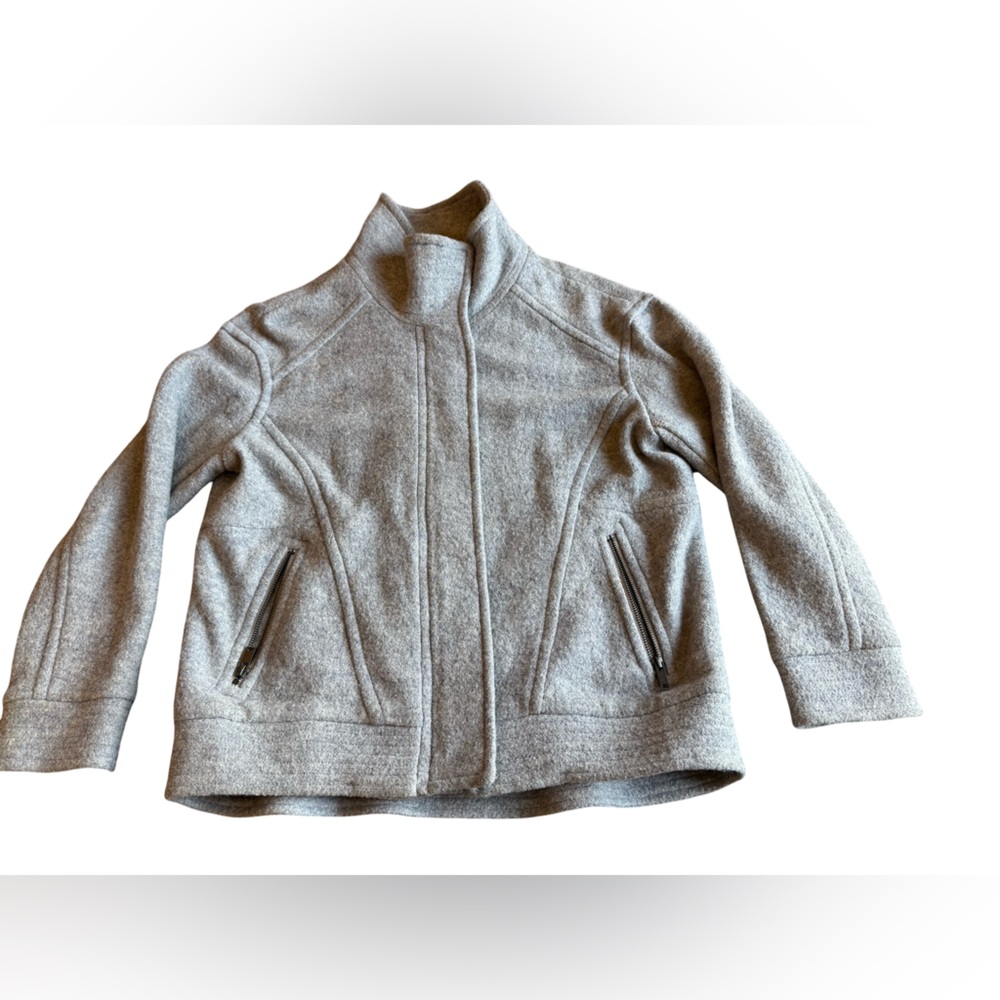 Banana Republic Heather Gray Wool Blend Textured Fabric Moto Jacket